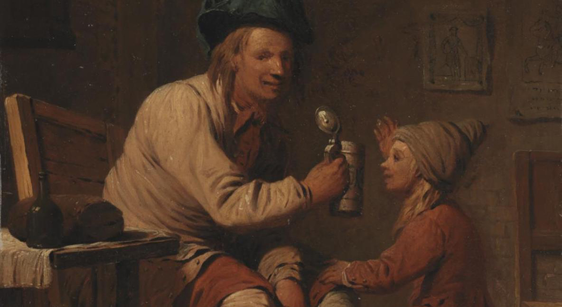 Peter Cramer: A peasant giving his son something to drink [En bondemand, som giver sin søn noget at drikke], 1781, SMK